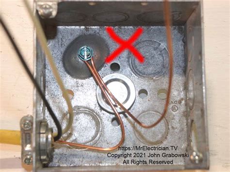 are metal outlet boxes grounded|ground wire touching metal box.